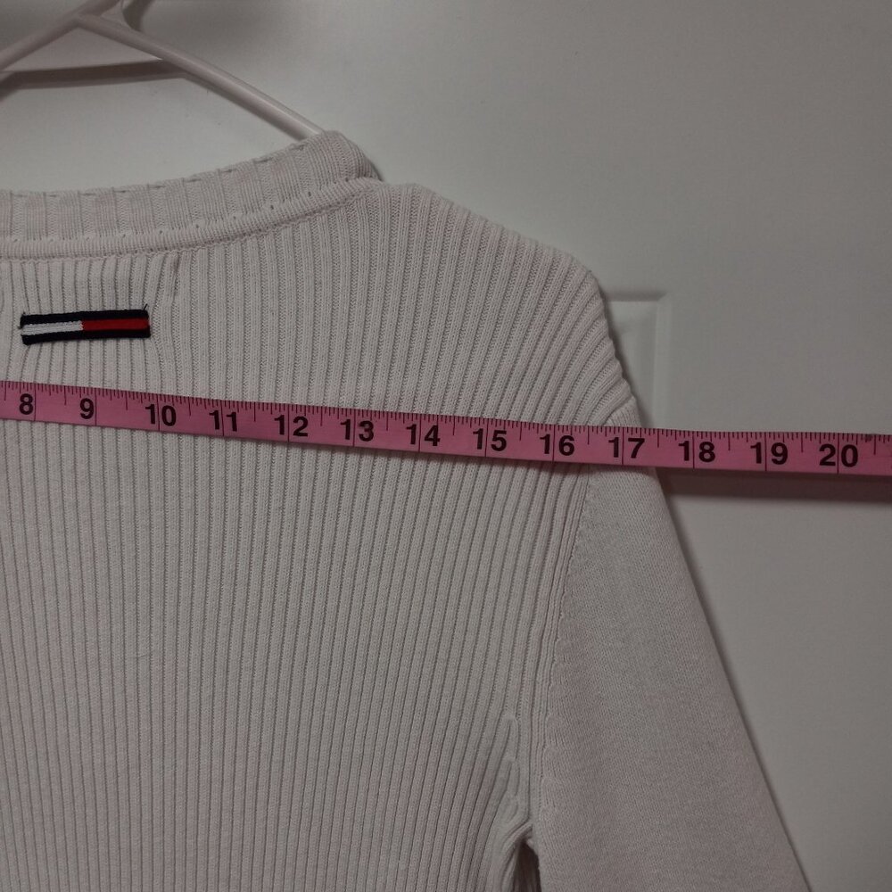 Tommy Hilfiger 100% Cotton Long Sleeve V-Neck Rib Preppy Sweater Gray Medium - Picture 11 of 13